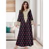 Magic Queen Middle East Arab Dress Women V Neck Long Sleeves Fashion Print Robe Long Dress Dresses