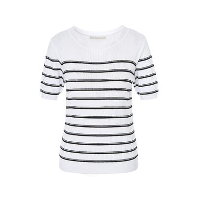 VISITINNEWYORK Round Neck Striped Short Sleeve Knit (Vz4Sk90)
