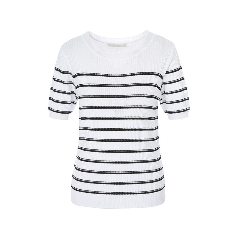 VISITINNEWYORK Round Neck Striped Short Sleeve Knit (Vz4Sk90)