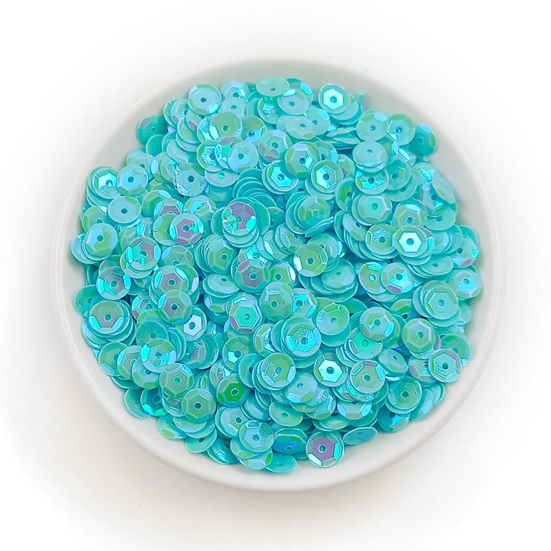 6MM Round Curved PVC Sequins with Middle Hole and Hexagonal Beads for Sewing
