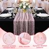 10FT × 2.3FT Pink Lace Table Runner, Gold Stars Foil Glitter Table Runner Sheer Chiffon Tulle Cheesecloth Wedding Runners, Golden Sequin Glitter