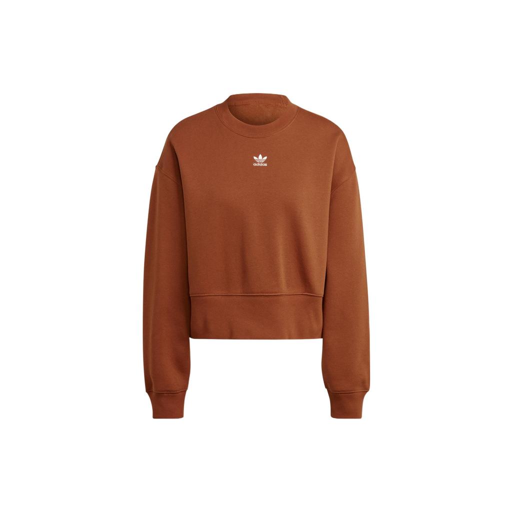 Adidas Originals Trefoil Solid Logo Long Sleeve Crew Neck Sweatshirt Women Sweatshirt Rust-Grey IK7695