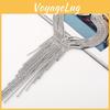 Fashionable Decorative Rhinestone Long Tassel Design Women Necklace Metal