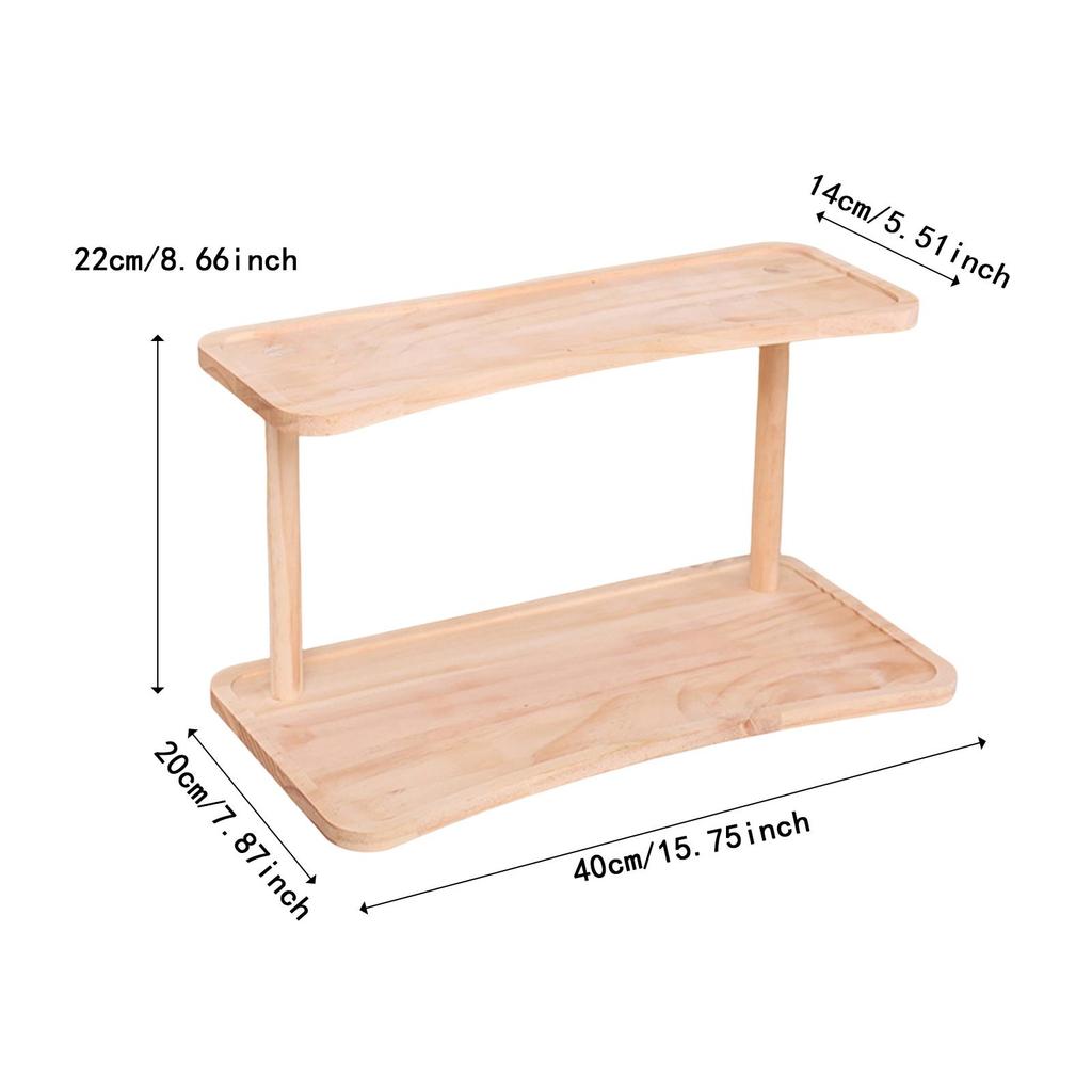 Desktop Storage Organizer 2 Tier Rustic 40x20x22cm Practical Makeup Organizer for Dining Room Office Countertop Bedroom Pantry