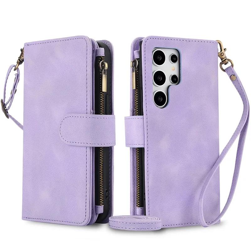 Luxury Crossbody Strap Leather Phone Case for Samsung Galaxy S26 Ultra S25 Edge S24 Plus S23 FE S22 S21 S20 Note 20 Card Wallet