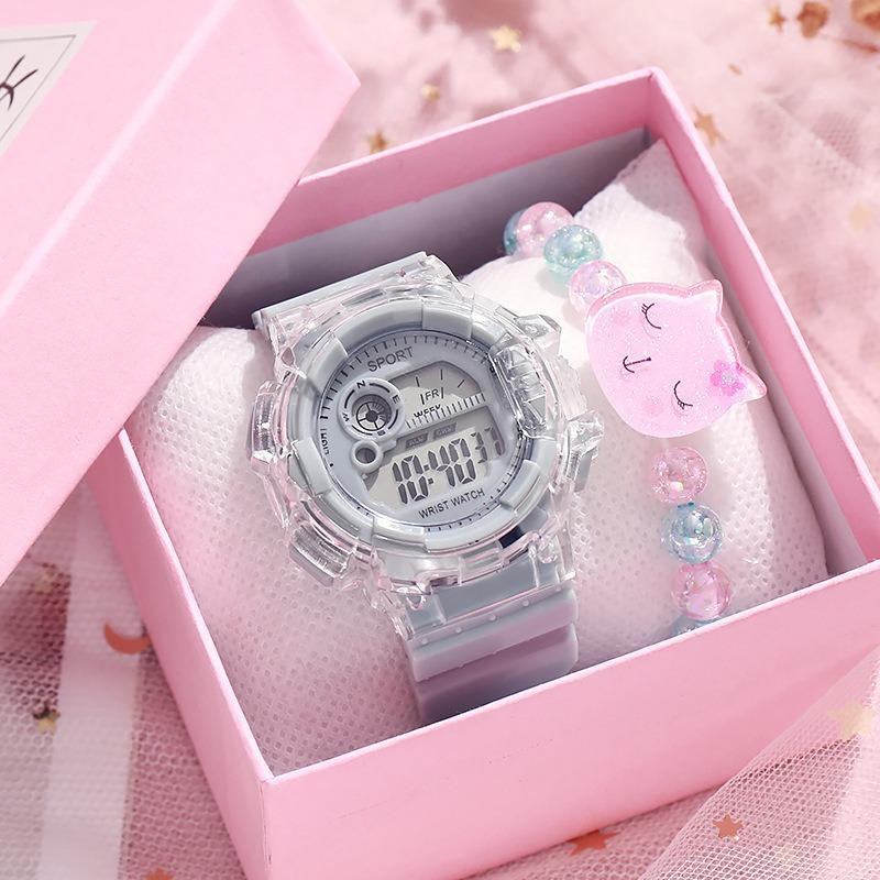 ins wind transparent electronic watch student sports waterproof luminous women's children's watch simple fashion trend