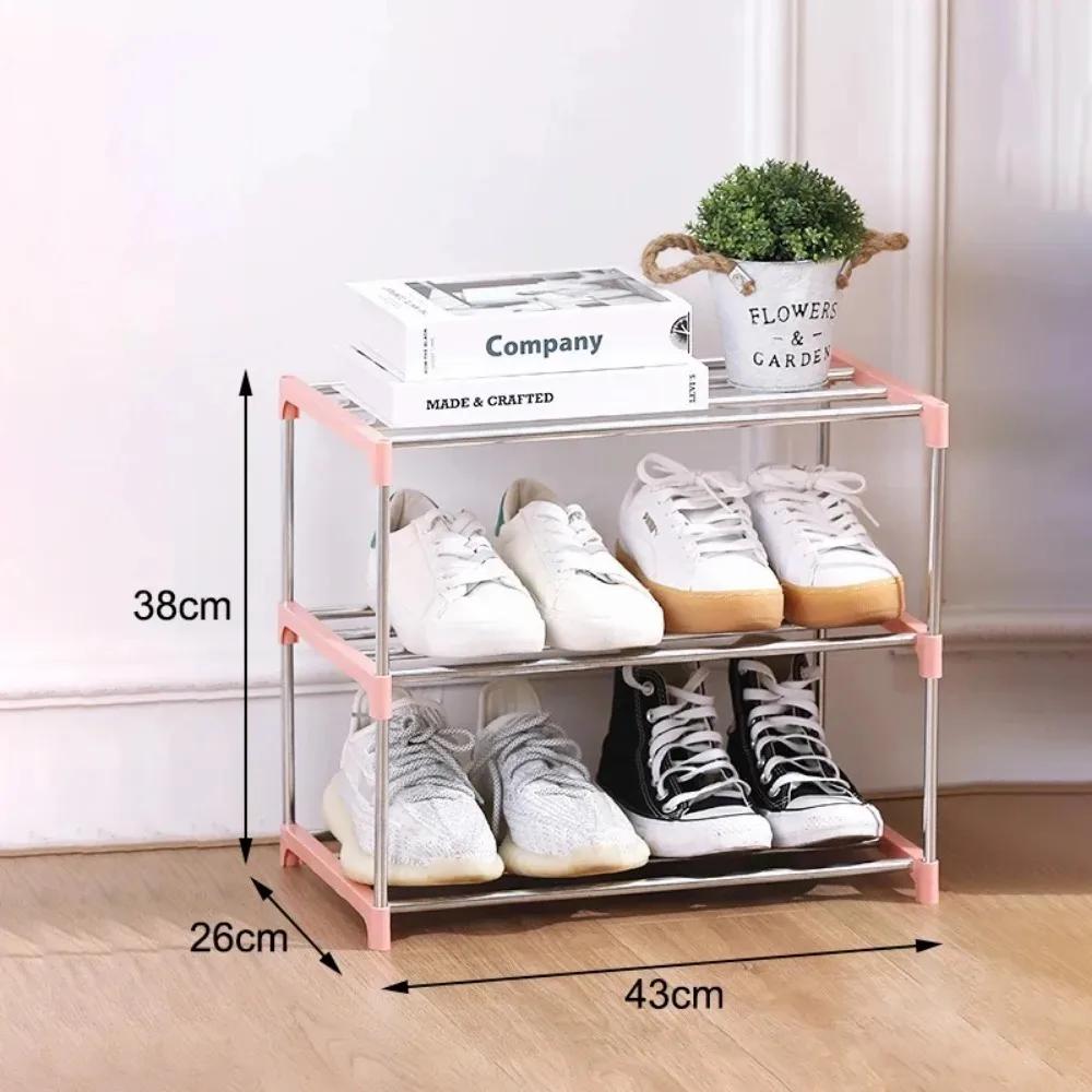 Metal Shoe Rack Multi Layered Space Saving Practical Moistureproof Small Multifunctional Household Use Indoor Frame Shoe Rack