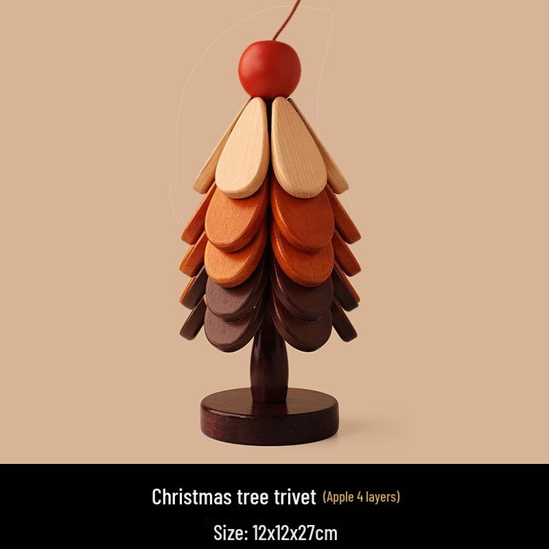 Luxury Christmas Tree Wood Insulated Pot Pad & Coaster Set