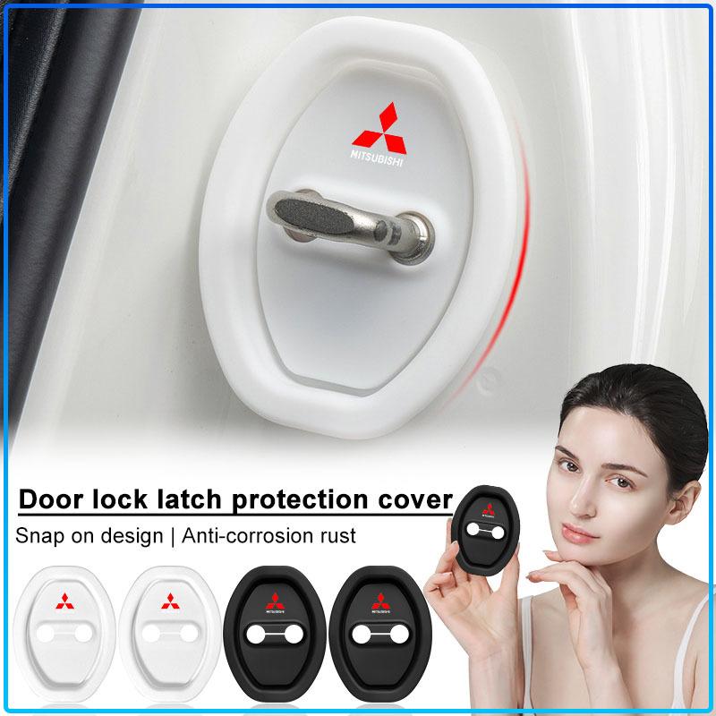 4pcs Car Door Mute Damping Cushion Silicone Emblem Door Lock Buckle Cover For Mitsubishi Lancer 7 8 Pajero Montero Sport Outlander ASX Mirage Eclipse