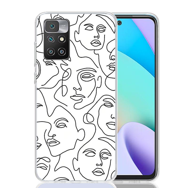 Abstract Line Women Face Case Phone Cover for Xiaomi Redmi 13 13C 14C 12 12C 10 10C 10A 9 9C 9A 9T 8 8A 7 7A 6 Pro 6A K70 K60 K4