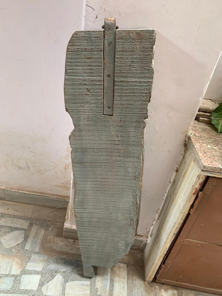 Antique Indian Wooden Elephant Wall Panel: Rustic Architectural Decor