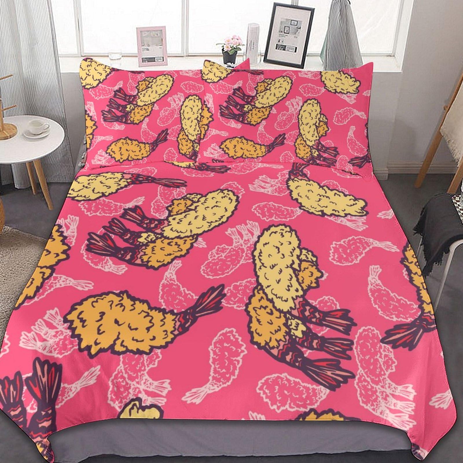

Shrimp Duvet Cover Set Blue Shrimp in Water Pattern Bedding Set 3pcs for Kids Boys Underwater Animal Microfiber Comforter Cover AU Single(140x210cm)