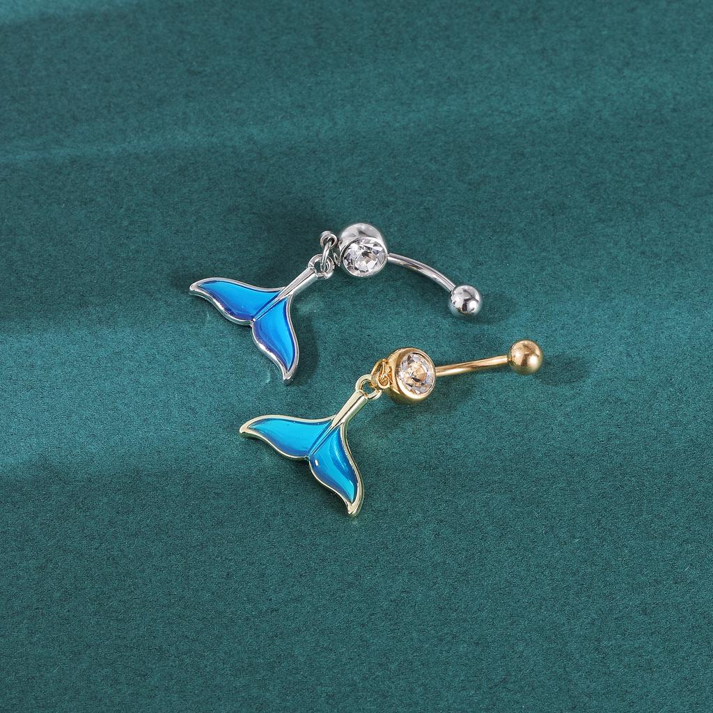 AOEDEJ 14G 1PC Shell Belly Piercing Ring Crystal Starfish Navel Ring Pearl Body Piercing Jewelry Summer Women Shell Belly Ring