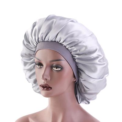 Large Night Sleeping Cap Hair Bonnet Hat Head Cover Satin Wide Band Adjust Caps