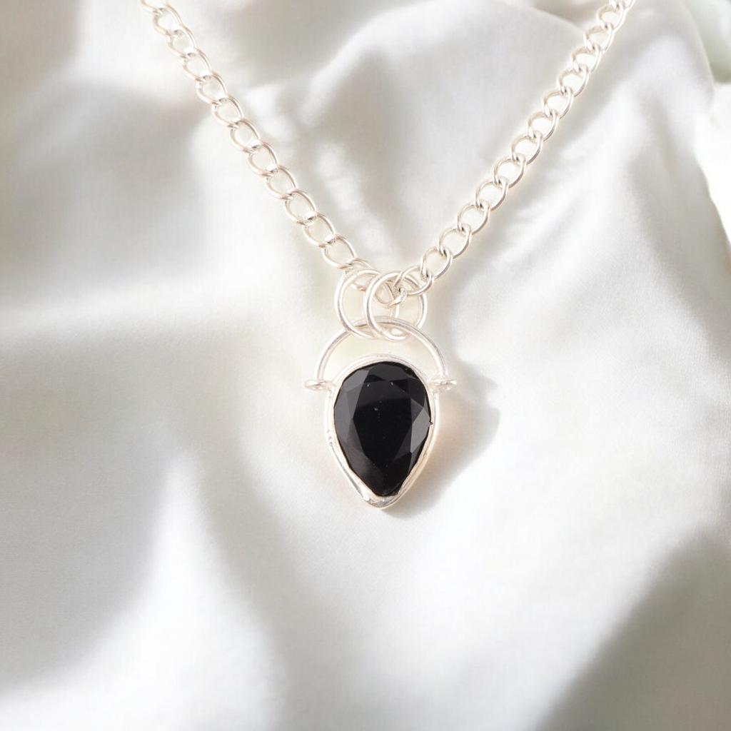 Black Onyx Gemstone 925 Sterling Silver Jewelry Boho Pendant Gift For Girlfriend PP-56-20