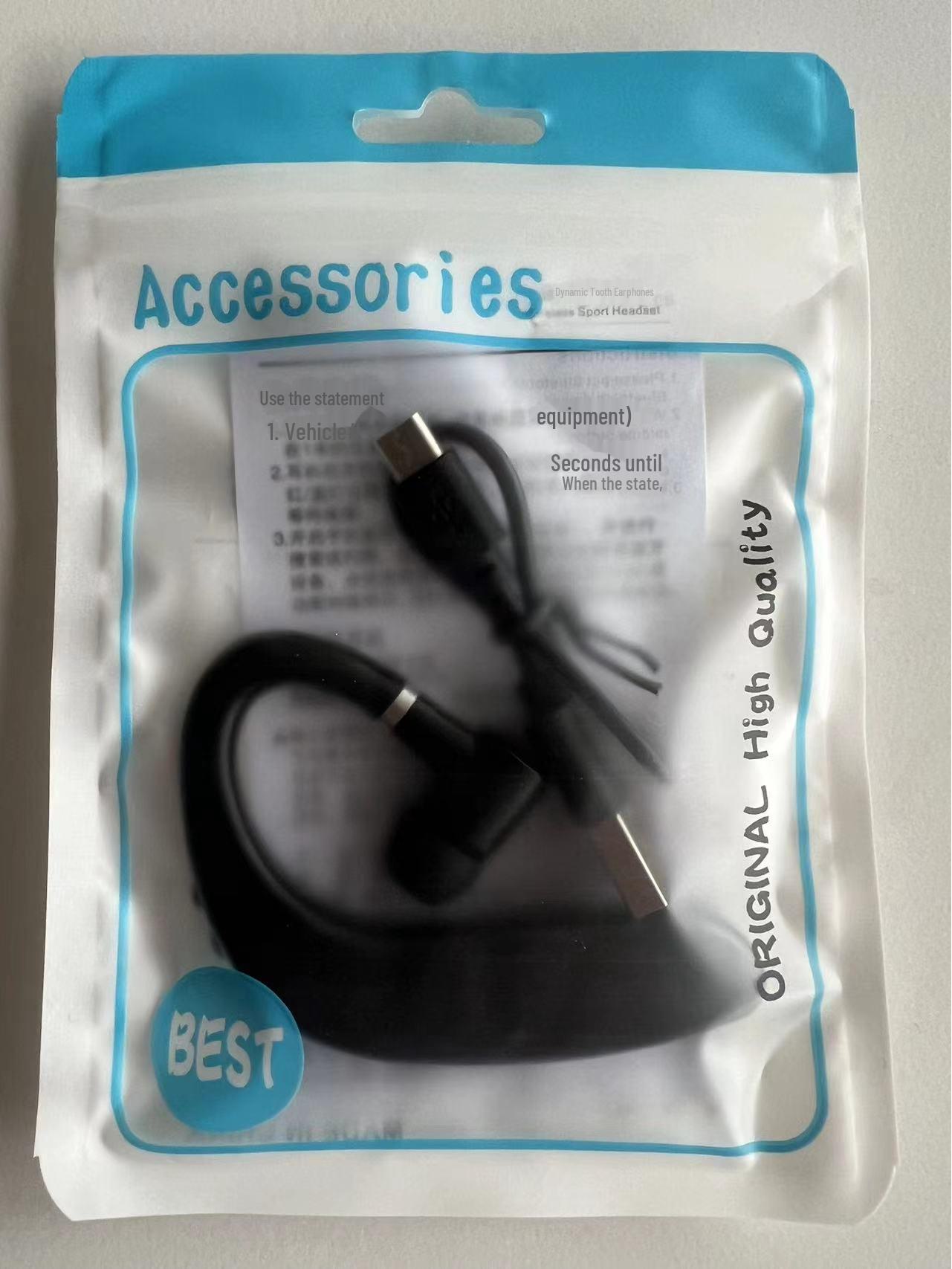 

S109 Бездротова Bluetooth-гарнітура з навушником - сумісна з Apple, OPPO, Huawei, Vivo. Ідеально підходить для спорту та водіння. high-end 90 mAh bag + charging cable чорний