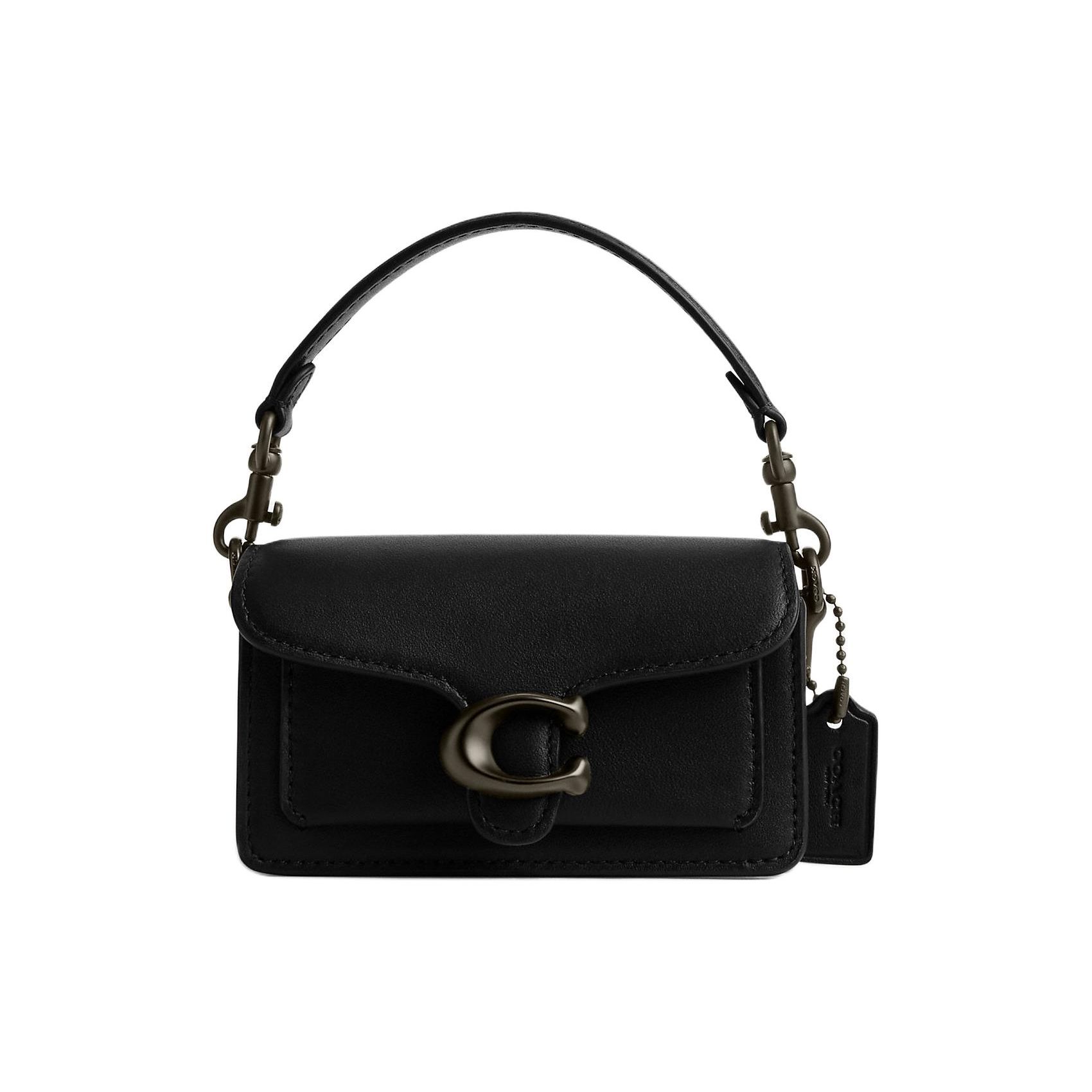 

Coach Tabby 12 Solid Color Logo Buckle Flap Hardware Leather Messenger Bag Handheld Shoulder Crossbody Gift Box Mini Women Bags Black CR383B-MWBK Basic Set (Bag+Dust Bag)