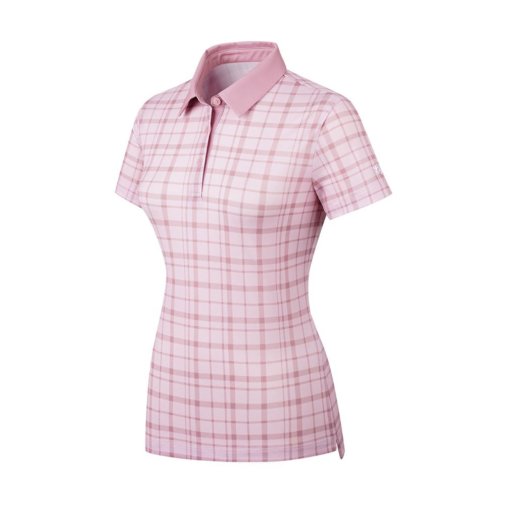 ELLE GOLF Women'S Check Pattern Polo Shirt_6I45211