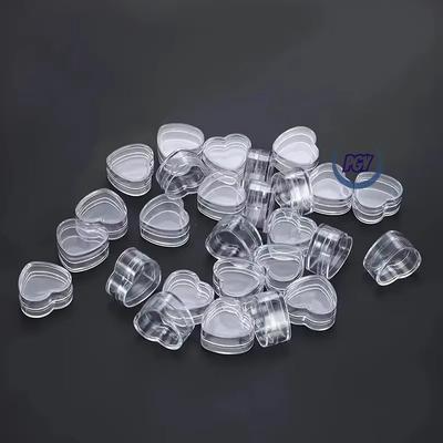 50/100pcs Heart-Shaped Plastic Cosmetic Jar Set Empty Clear Containers Mini Refillable Plastic Boxes with Lids for Sample Powder
