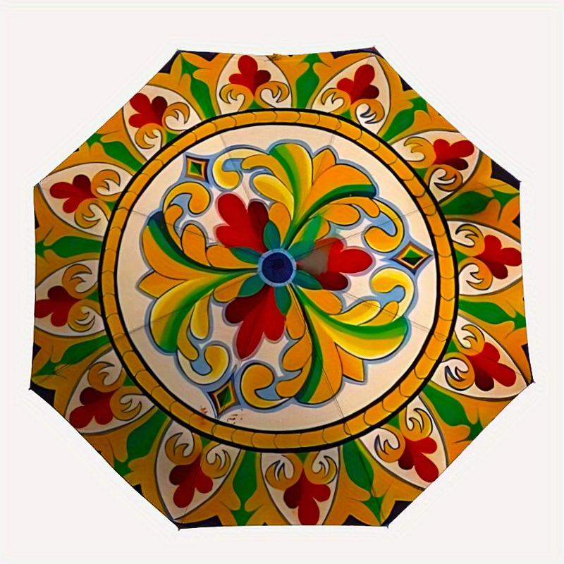 

1pc Ornamental Plate Automatic Folding Umbrella, Portable & Foldable Design with 8 Ribs, Casual Outdoor Accessory yy250729139