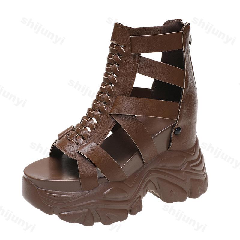 Fashion Roman Style Retro Hollow Wedge Heel Casual Sandals for Women's 2025 Summer New Fish Mouth Comfortable Versatile Platform Sandals