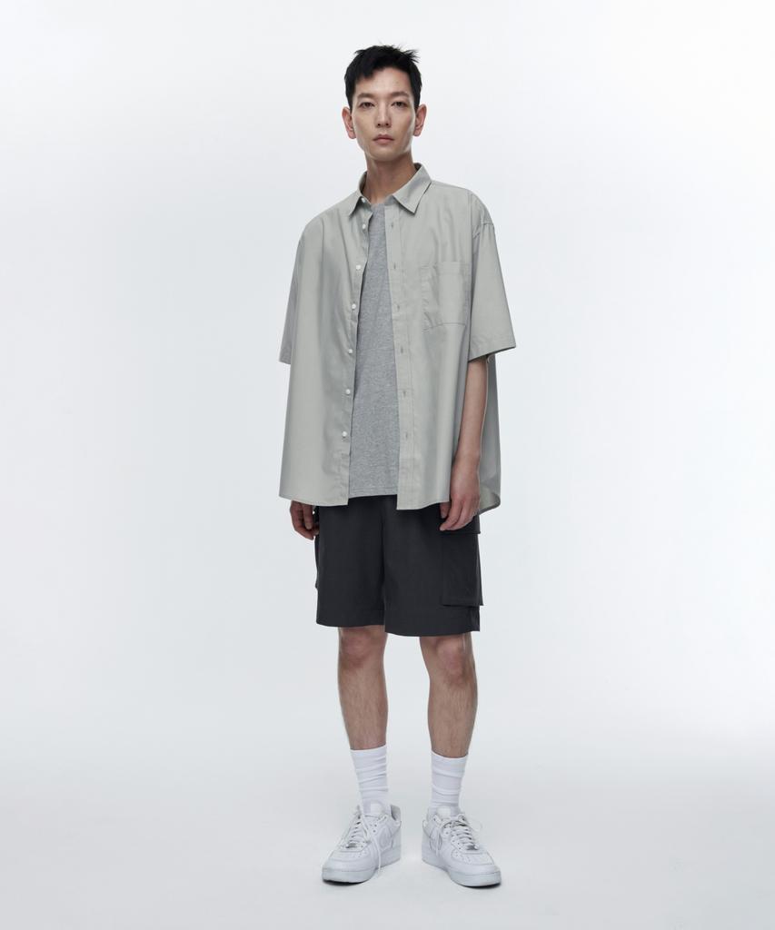 MUSINSA STANDARD Wide Banded Cargo Half Slacks [Gray]