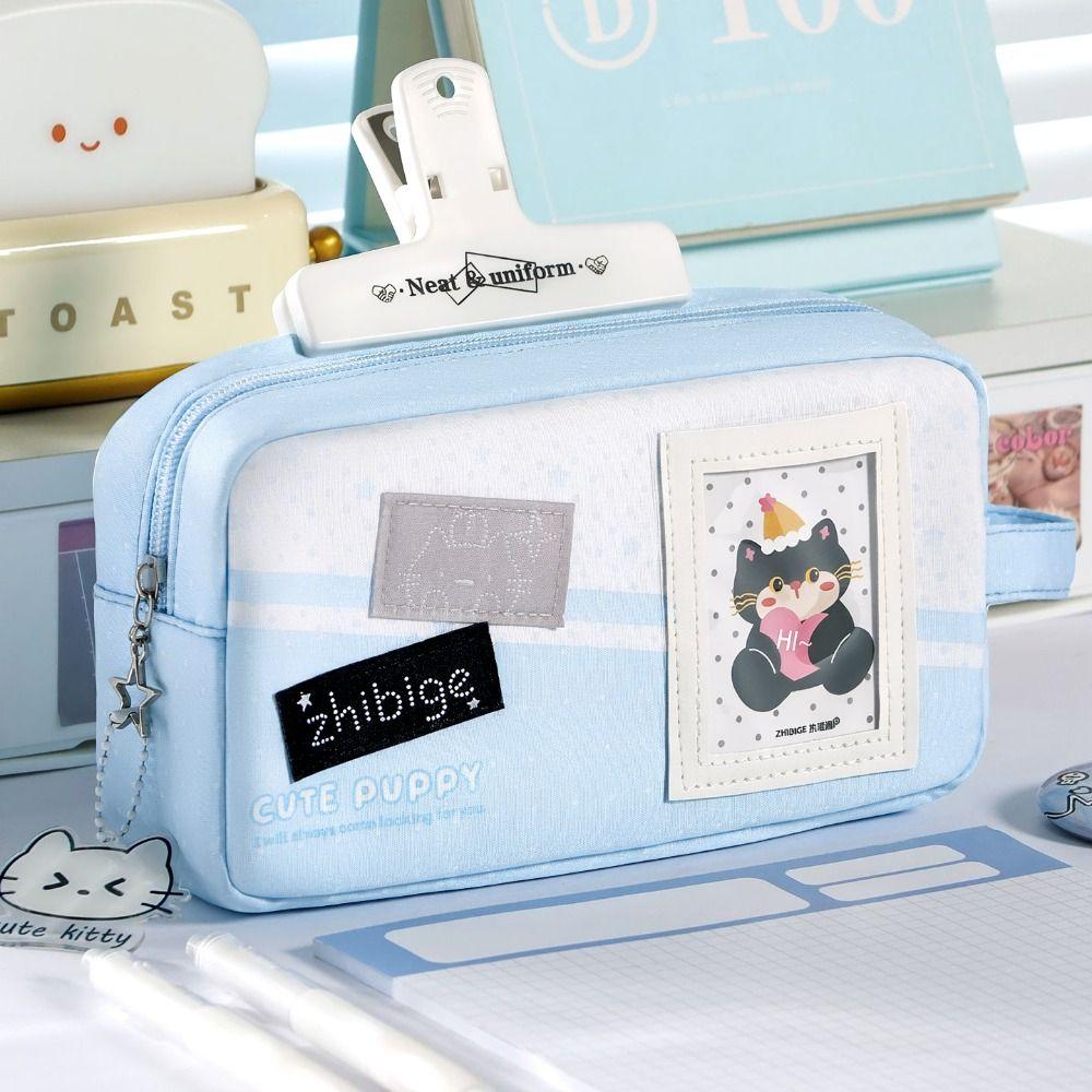 Handheld Pen Bag Large Capacity Pencil Pouch Portable Stationery Organizer Gift