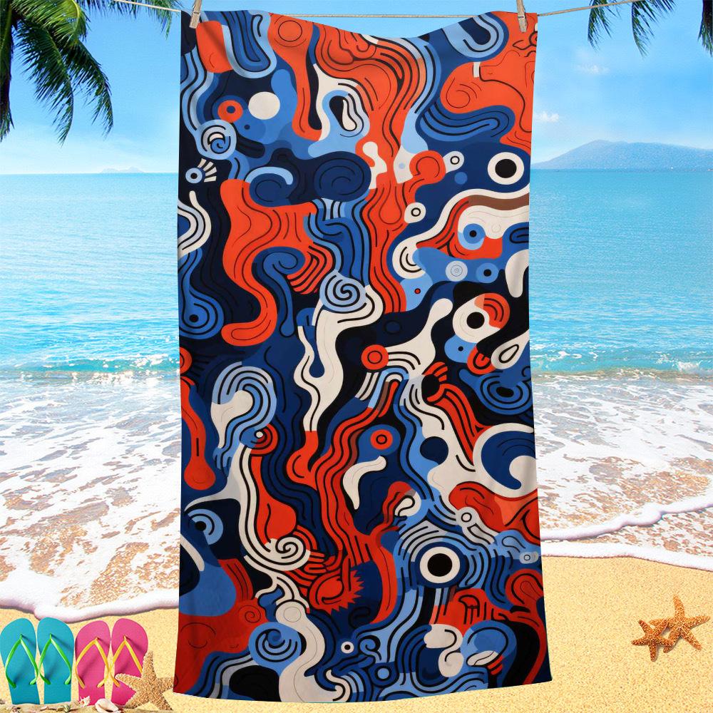 

Creative Geometry Series digital-printed polyester Superfine fiber double-sided fleece Beach vacation bath towel, beach towel W30*H60(CM)