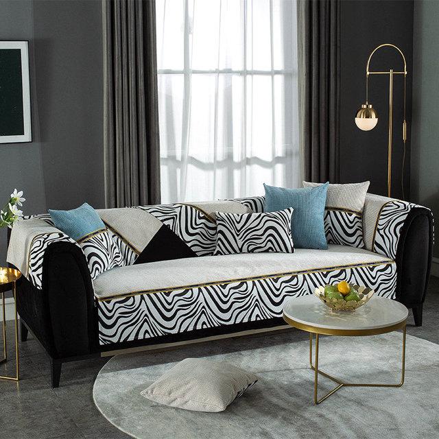 Stripe Velvet Sofa Cover 3 /2 /1 Seater Leather Couch Cover For Living Room Non -Slip Recliner Slipcover Furniture Protector