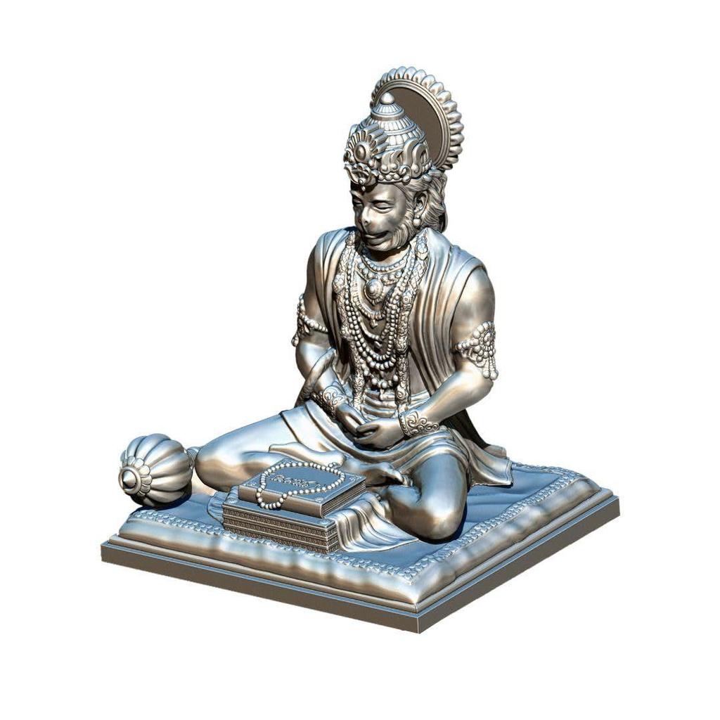 Bajrangbali Hanuman ji Idol Statue murti for Car Dashboard Home Decoration Puja Mandir Silver Color