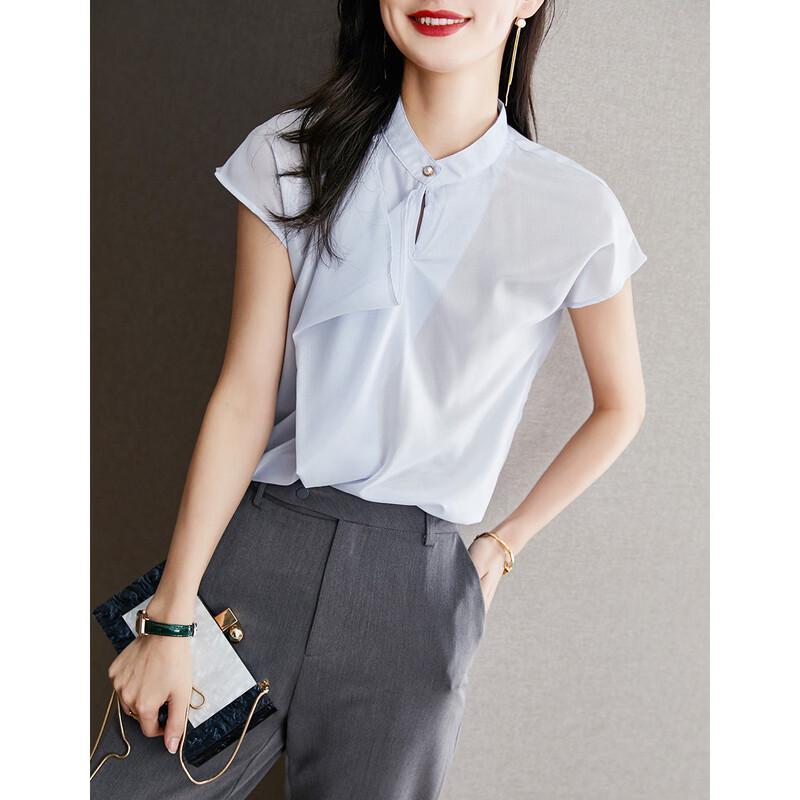 Srcr Women s Ribbon-Neck Short Sleeve T-Shirt L