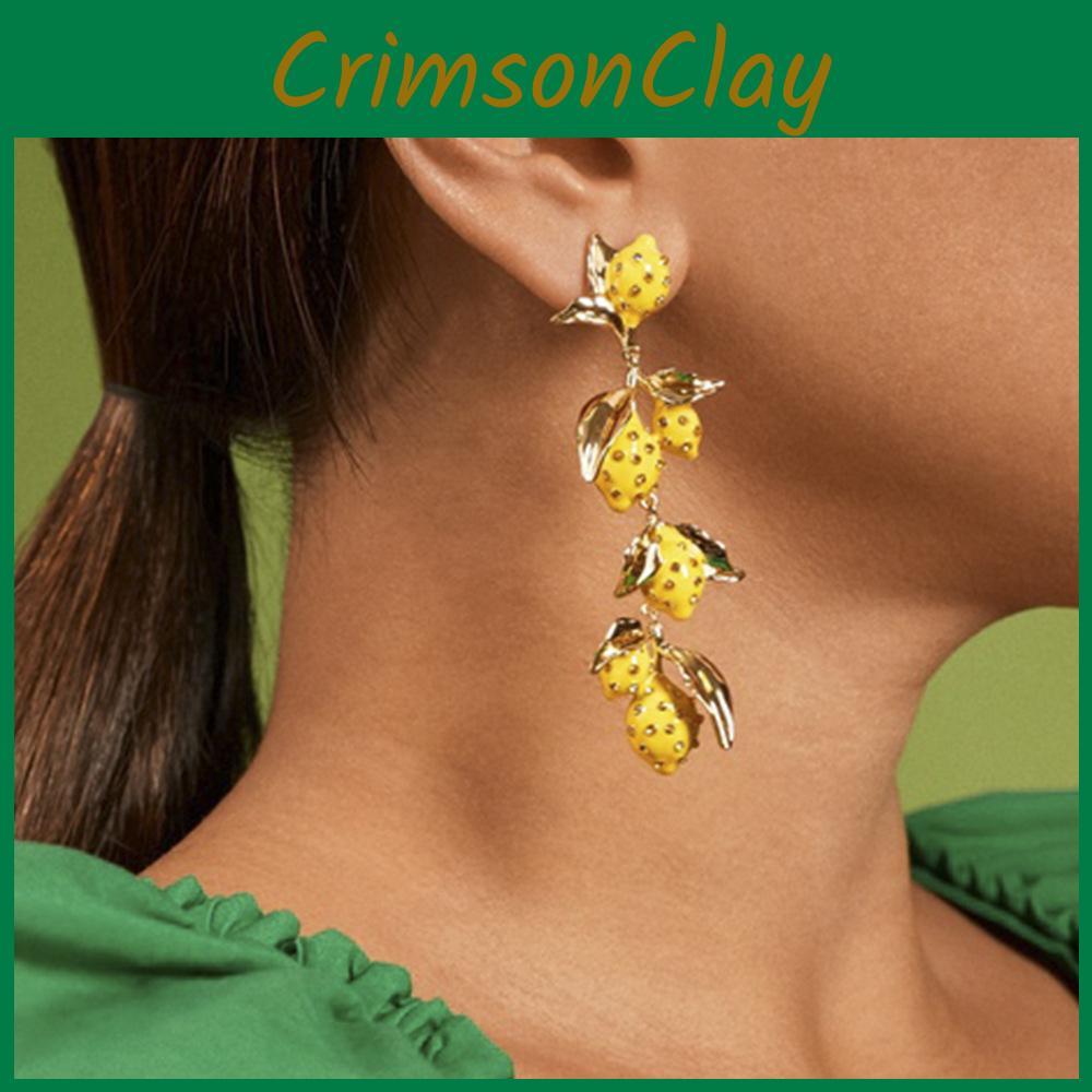 Chic Metal Plated Fruit Earrings For Women Unique Summer Jewelry