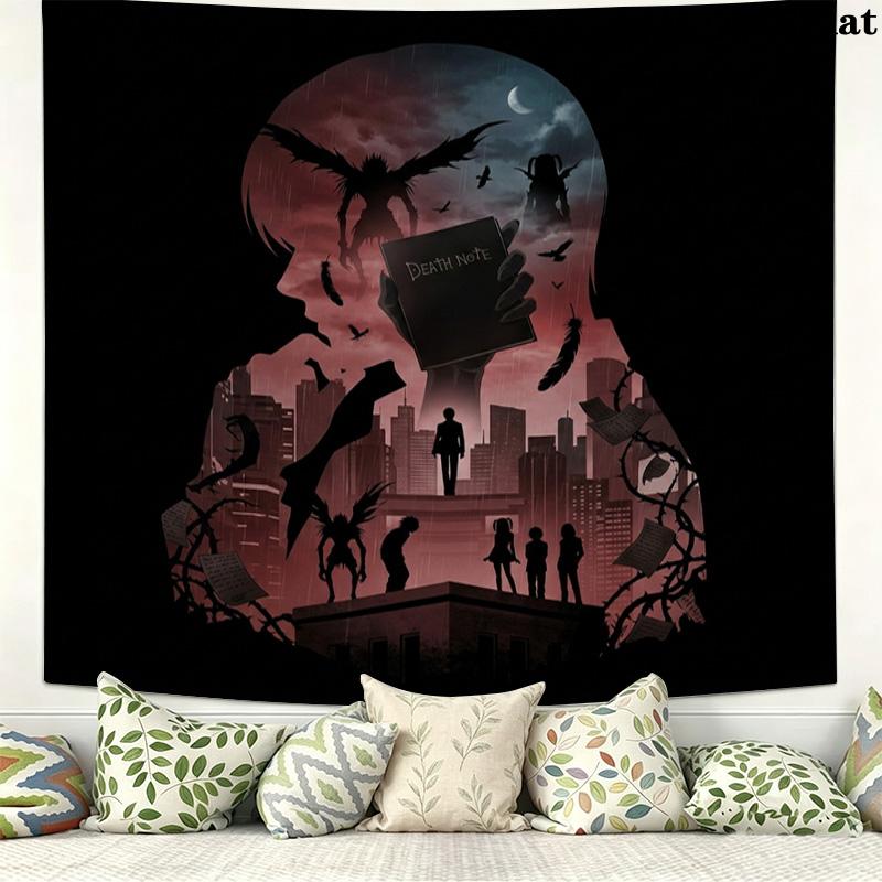 Death Note Wall Tapestry Aesthetic Wall Hanging Printed Fabric Blanket Decorative Tapestries For Bedroom Living Room Home Decor