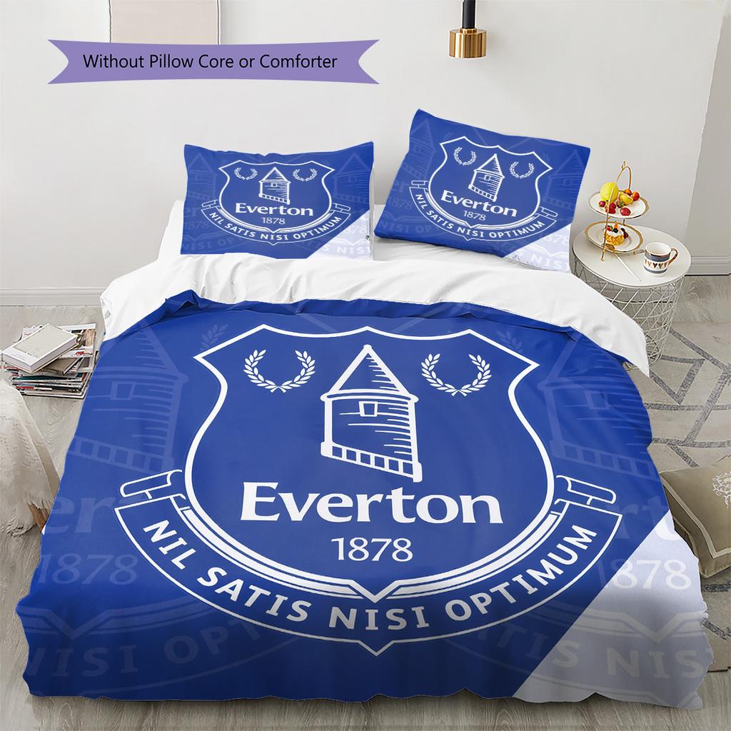 Everton F.C.  Pattern Bedding Quilt Set  Home Decoration  Gift (1 * Duvet Cover + 2 * Pillowcase  Without Core)