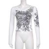 Crop Top Women Vintage Grunge Graphic Print Slim Fit Fairy Tees Tops Retro Aesthetic Long Sleeve Female T Shirt Streetwear