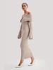 Women's Elegant Off-the-Shoulder Knit Dress with Lapel - European & American Style 2026