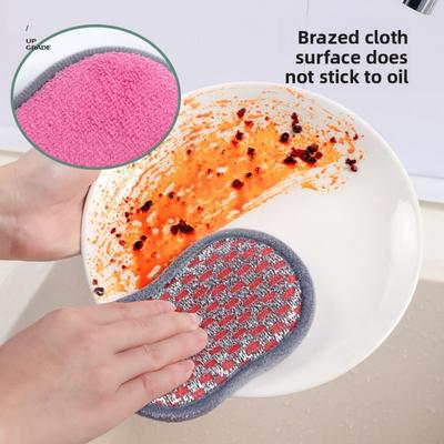 10-1Baijiebu Kitchen Dishwashing Towel Sponge Block Cleaning Brush Double-sided Non Oil Fiber Cloth Magic Wiping Pot Artifact