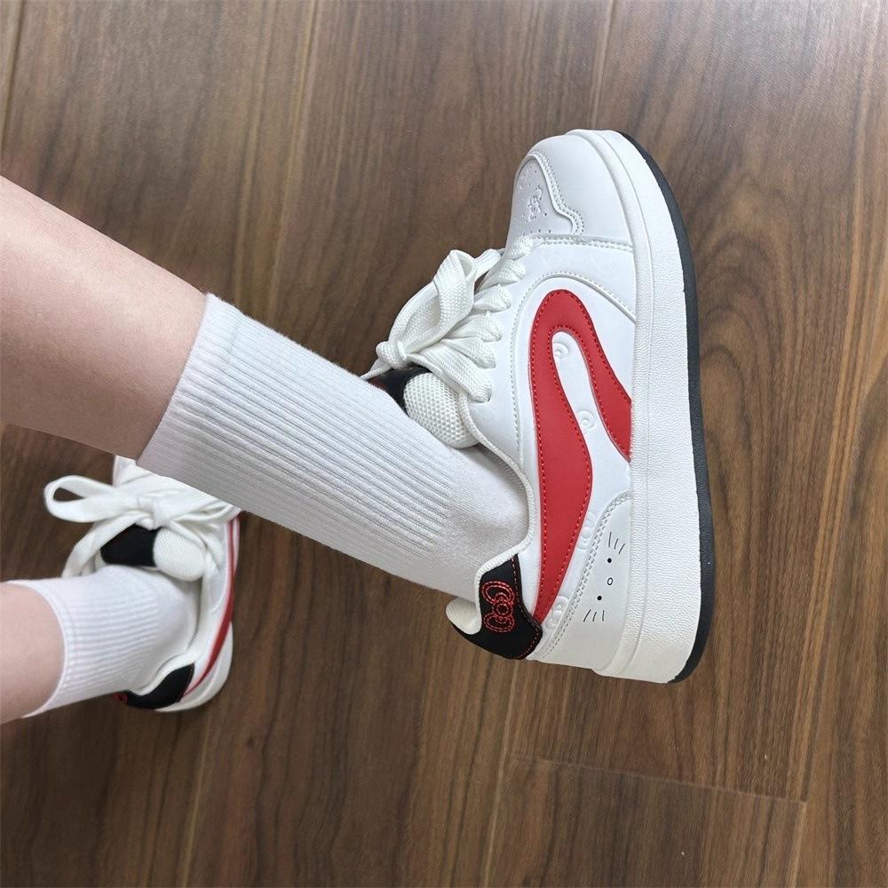 White and Red Color Matching Letter Bread Shoes Women's Summer New Versatile Sports and Leisure Board Shoes