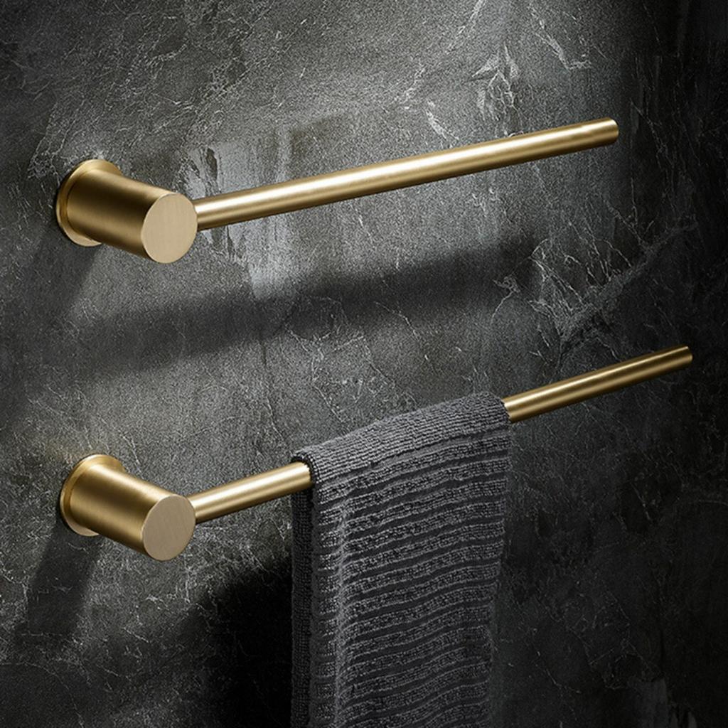 Tuqiu Brushed Gold Towel Hanger Wall Mounted Brass Towel Rack Bathroom Towel Holder Brass Towel Bar Rail Brief Towel Holder