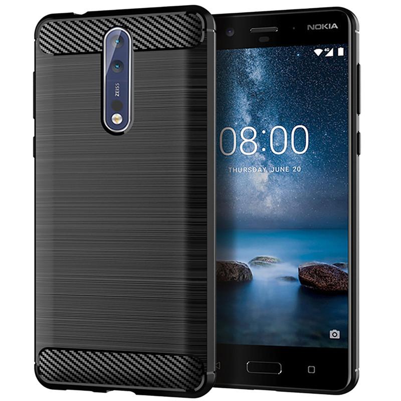 Custodia in silicone opaco per Nokia 8 TPU antiurto in fibra di carbonio morbida cover posteriore per Nokia 8 Nokia8 custodia antiurto smerigliata
