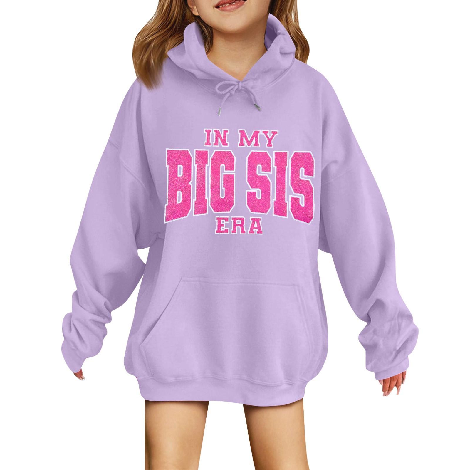 

Толстовки для девочек-подростков, толстовки с длинным рукавом, пуловер с завязками, симпатичная толстовка большого размера 150 светло-фиолетовый