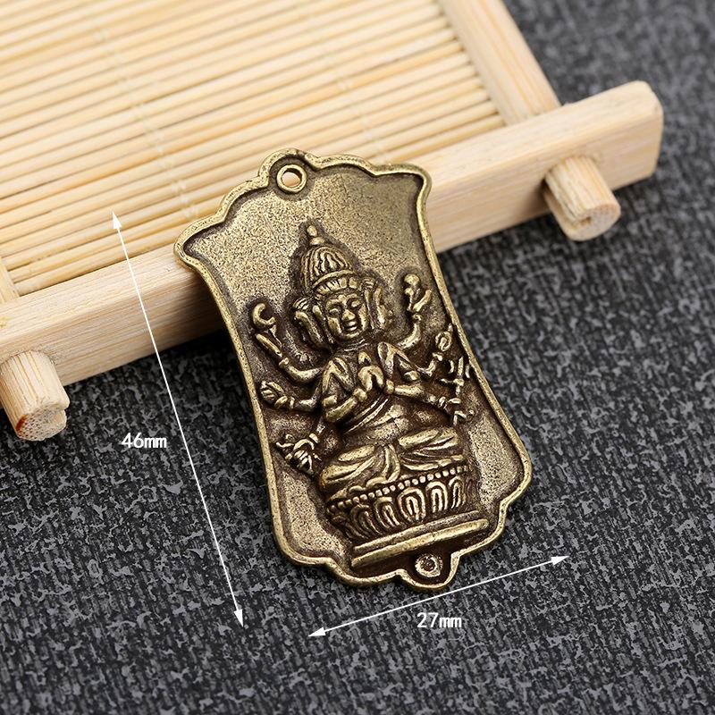 

Новое ретро латунное украшение, брелок-подвеска для автомобиля, бирка со статуей Будды, антикварная персонализированная золотая подвеска.