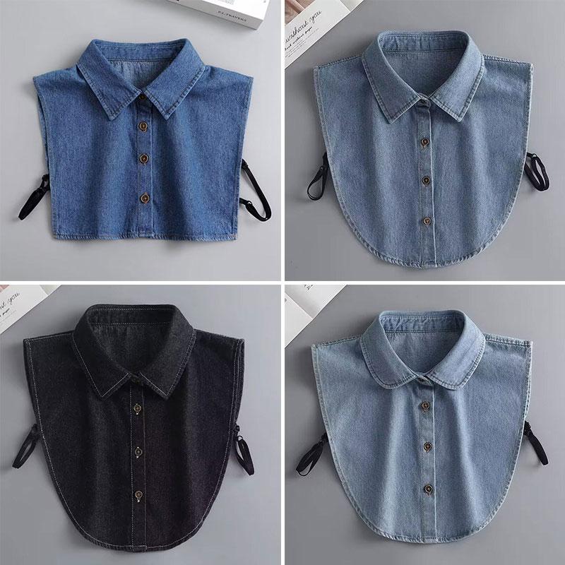 Denim Fake Collar Fashion Shirt Collar Women'S Denim Shirt Detachable Dickey Collar Under Blouse For Lady Girls