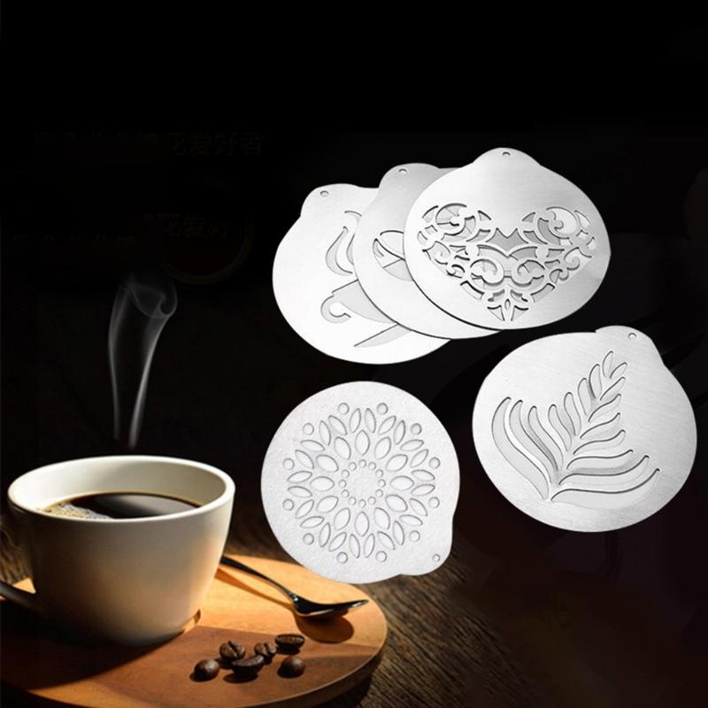 5 PCS/set Stainless Steel Lattes Art Stencils Cappuccinos Art Templates
