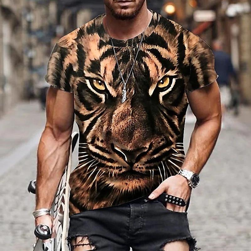 3D Printed Cool Tiger T-Shirt For Men Fun Animal Pattern Tees Street Tops T Shirts Kids Tshirt Men's Shirts Women Y2k t-shirts