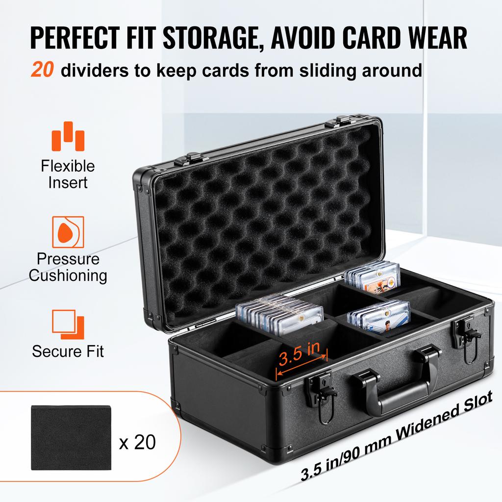 SucceBuy Graded Card Storage Box 4 Slots or 5Slots with Key Lock or Coded Lock Foam Dividers for 96/108/120/162 PSA Graded Cards