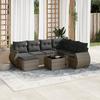 Vidaxl 8-Cz. Garden Furniture Set With Cushions, Grey, Poly Rattan