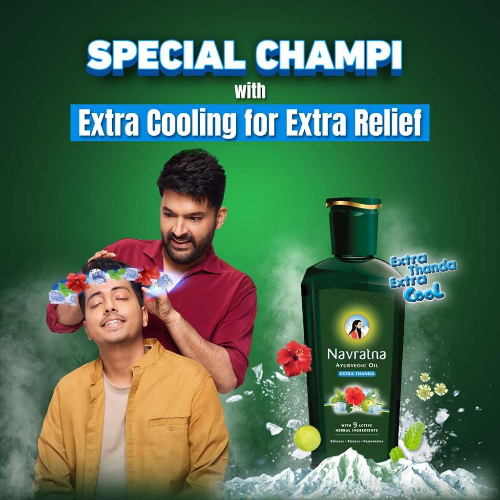 Navratna Extra Thanda Cool Body Oil Daily Stress Relief Refreshing Scalp Massage Herbal Blend For Relaxation 300 Ml