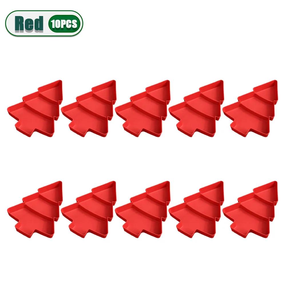 1-10PCS Holiday Christmas Plastic Snack Plates Candy Fruit Divided Trays Tree Shape INS Style Home Table Party Decor Supplies