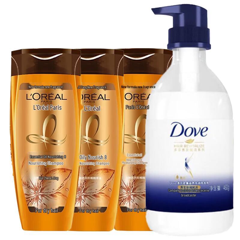Dove Nourishing Shower Milk & L Oreal Oil Nourishing Shampoo Set